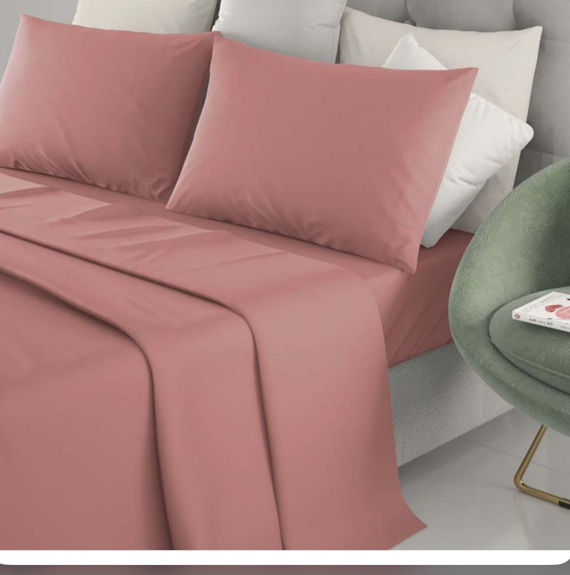 Completo letto singolo tinta unita in puro cotone  lenzuolo sopra 150x290 cm lenzuolo sotto con angoli maxi 90x200 federa 50x80 colore rosa cipolla