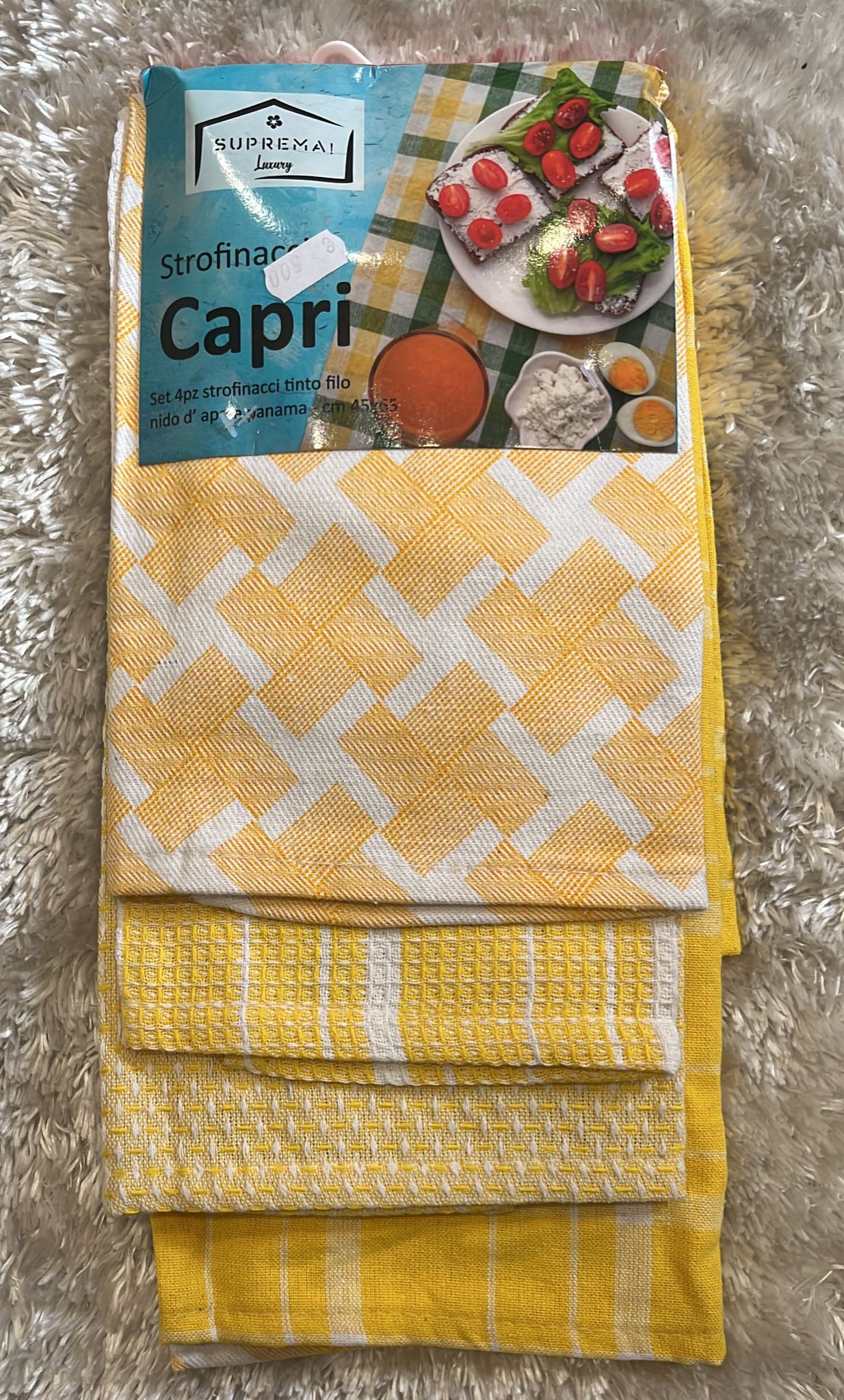 Set 4 strofinacci in cotone nido d ape e Panama 45c65 cm