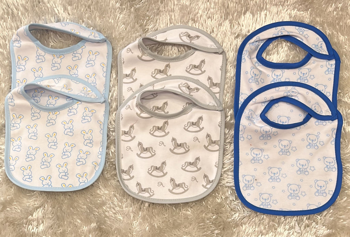 Set 6 bavetti in cotone con bottoncino 17x29cm