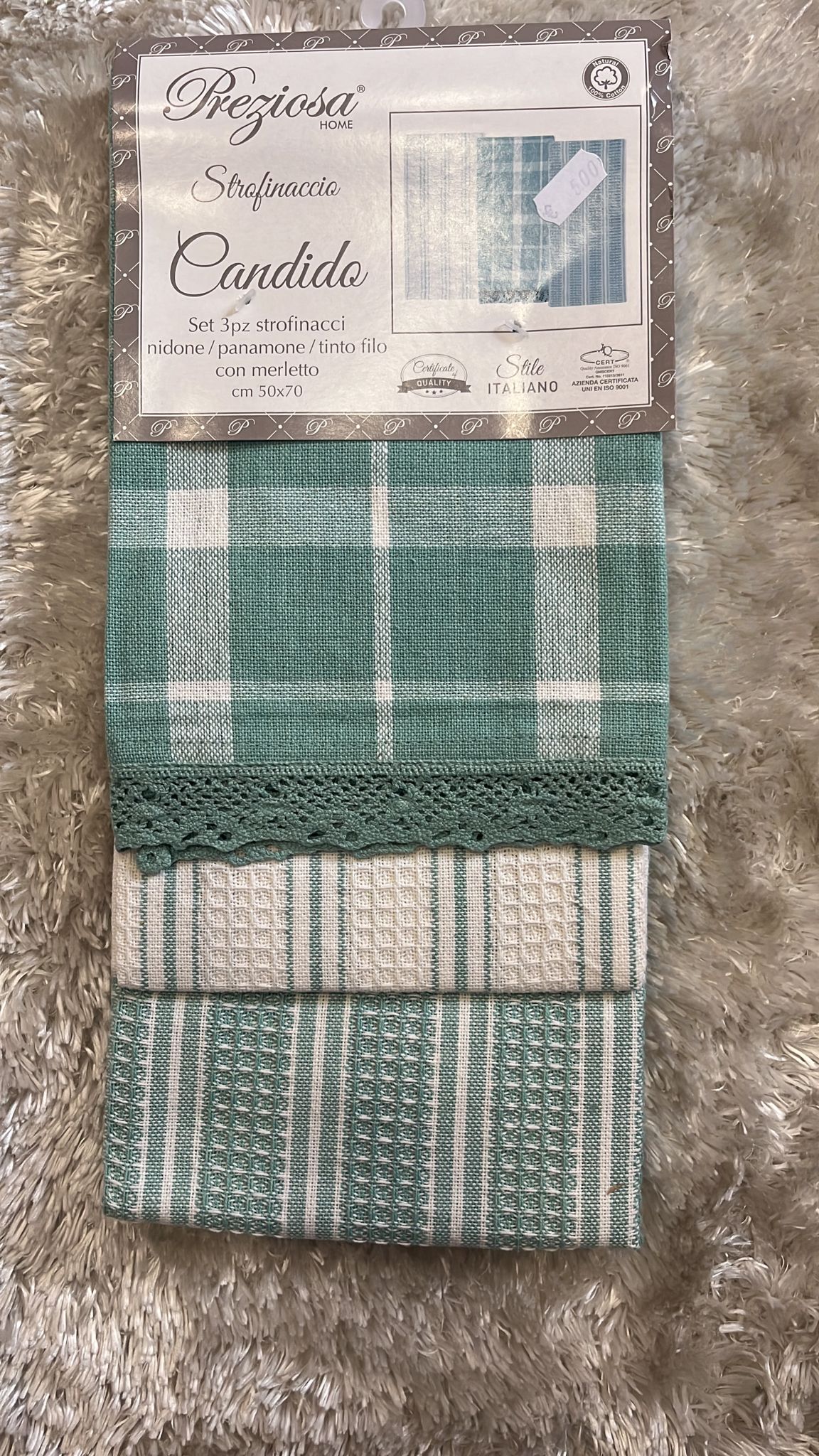 Set 3 strofinacci candida nido d ape e Panama 50x70