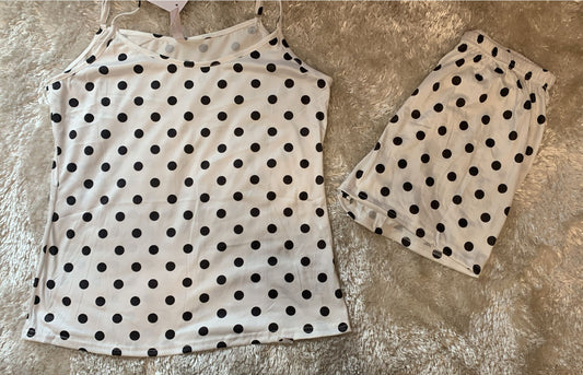 pigiama donna bretellina e pantaloncini fantasia pois