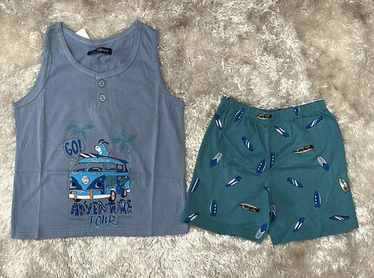 Pigiama bimbo in cotone  spalla larga e pantaloncino super fresco  Fantasia summer