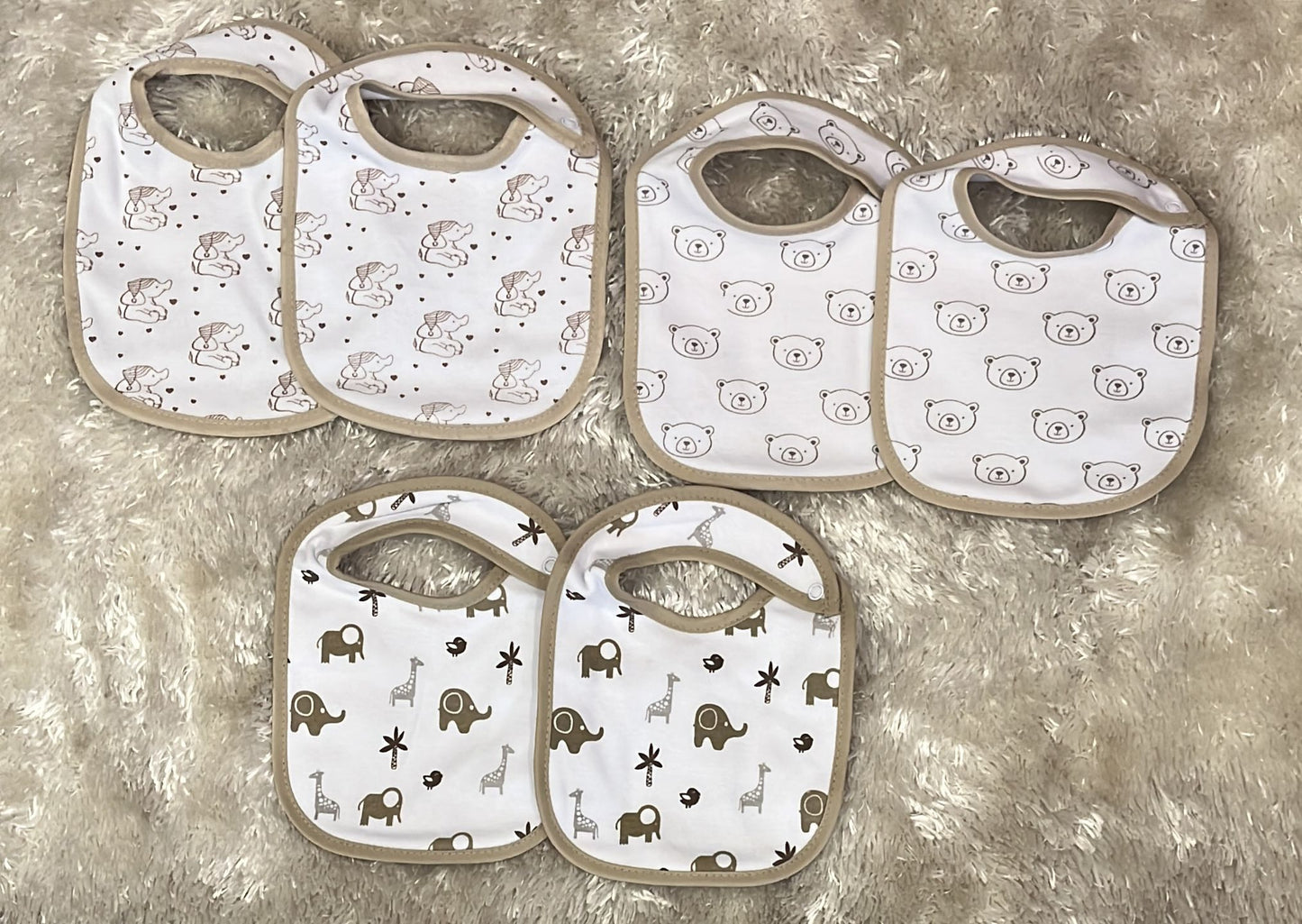 Set 6 bavetti in cotone con bottoncino 17x29cm