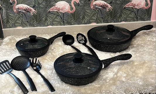 Set di 3 padelle a induzione  Più 5 utensili