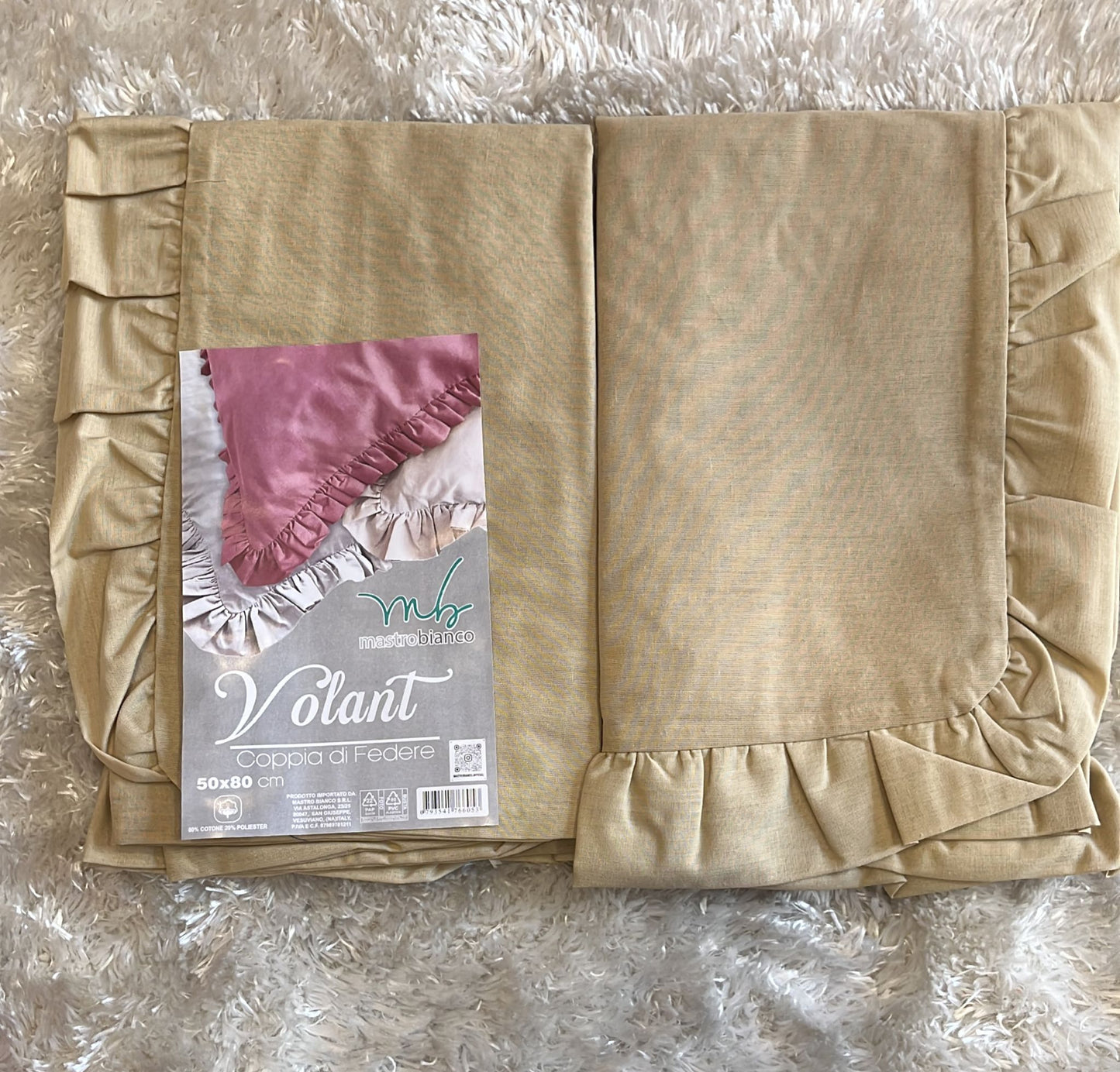 Coppia federe con volant  50x80  Cotone