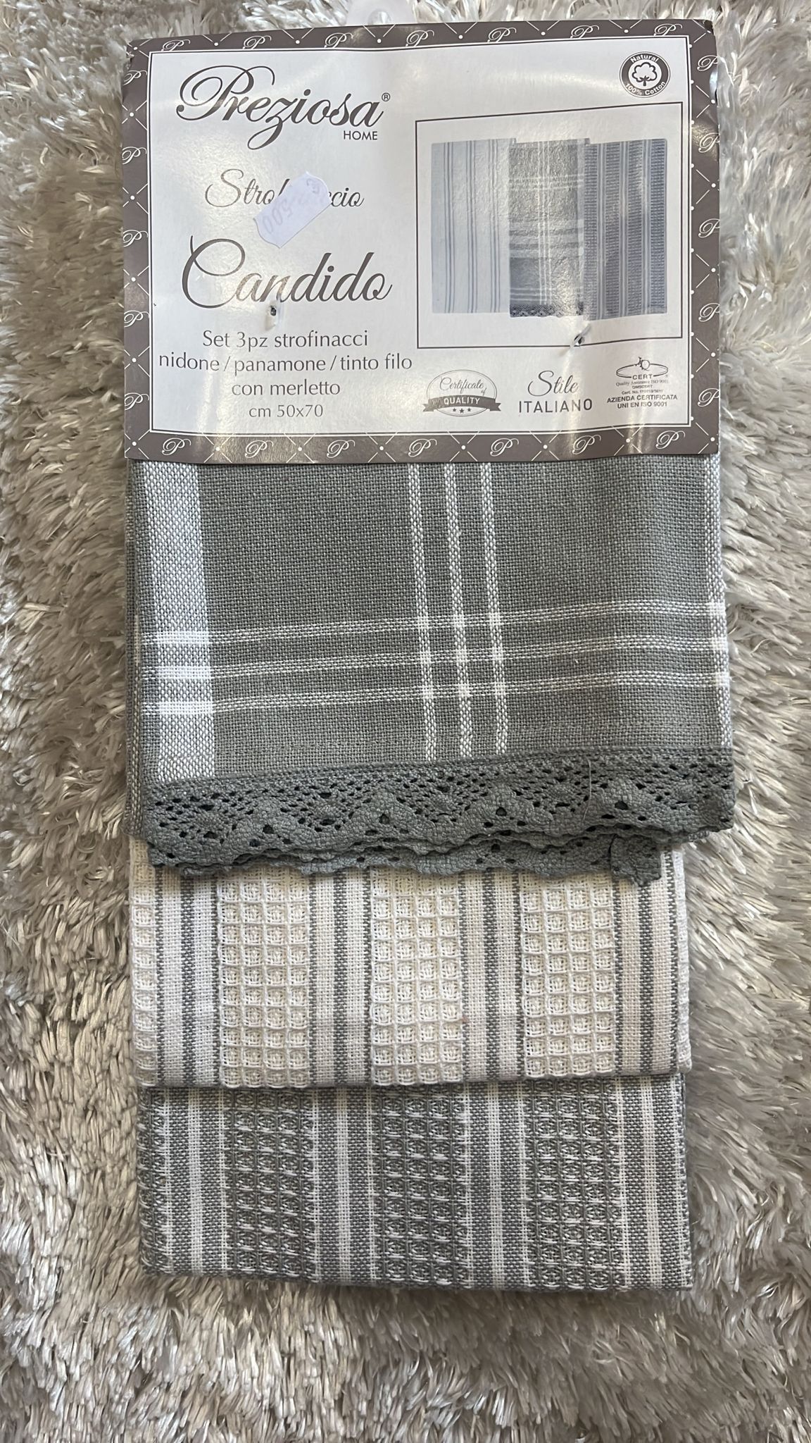 Set 3 strofinacci candida nido d ape e Panama 50x70