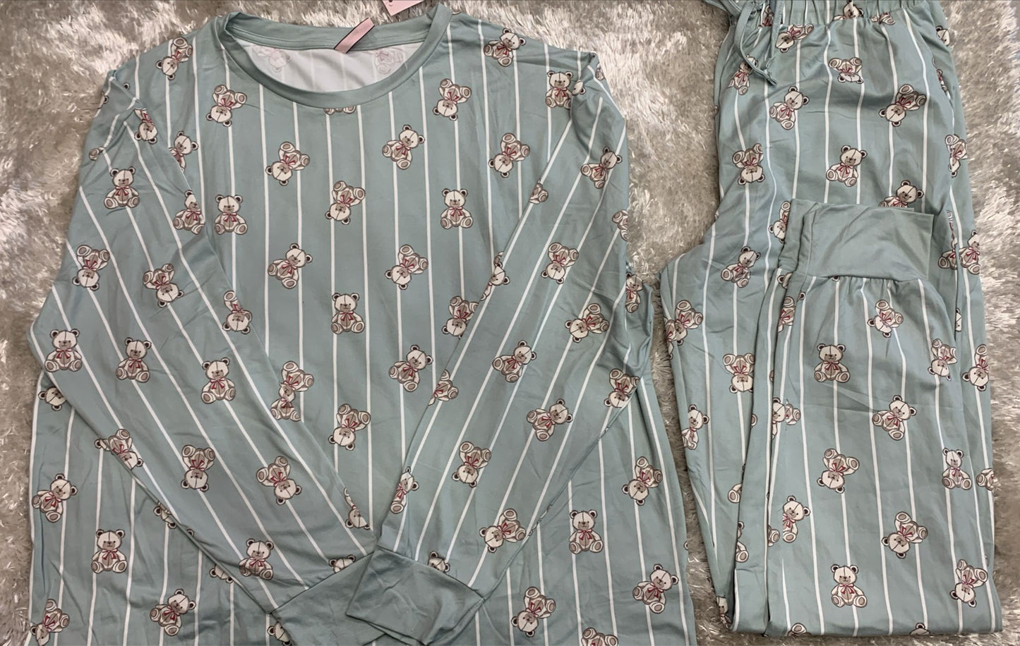 pigiama donna in cotone elasticizzato  fantasia orsetto e fiocco