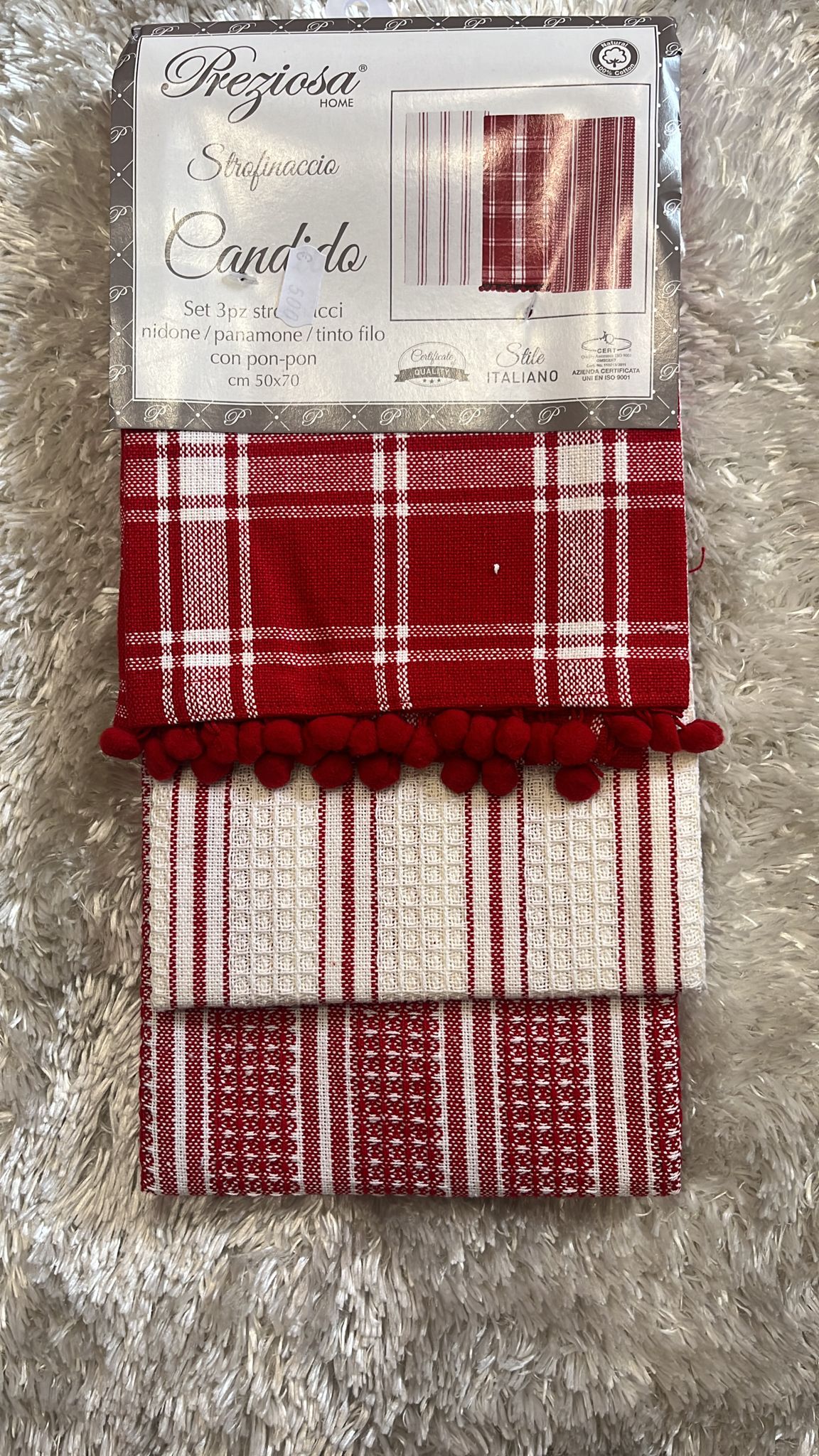 Set 3 strofinacci candida nido d ape e Panama 50x70