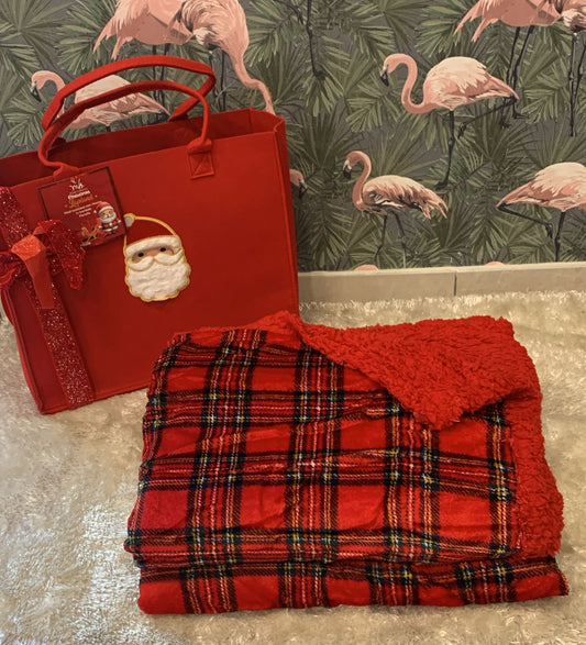 plaid natalizio matrimoniale + borsa natalizia ottima idea regalo 200x210cm