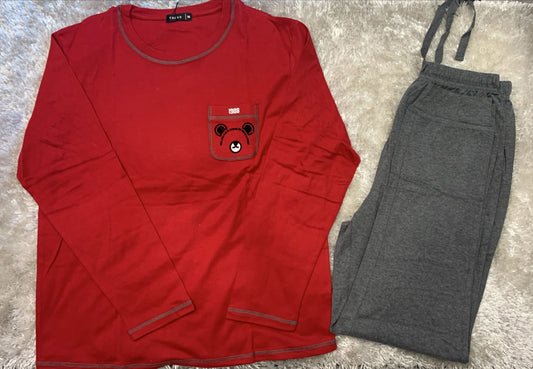 Pigiama uomo in cotone elasticizzato  con taschino lato cuore  fantasia orsetto 1988