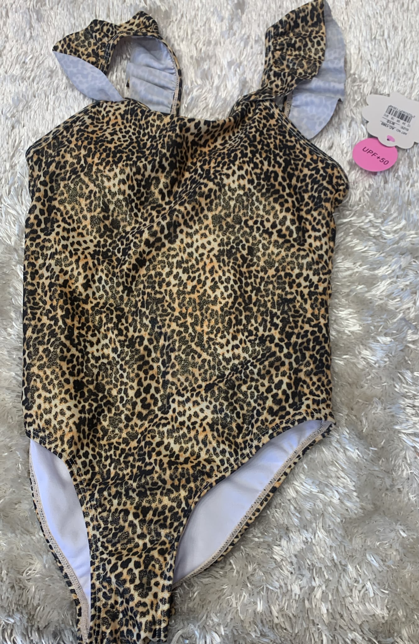 costume intero bimba con bretelline regolabili  fantasia leopardata ( l'articolo non può essere cambiato )