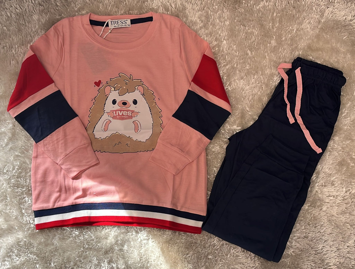 Pigiama bimba in cotone  Mod.tuta  Fantasia riccio