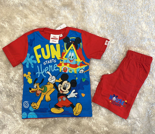 Pigiama bimbo topolino  mezza manica e pantaloncino cotone