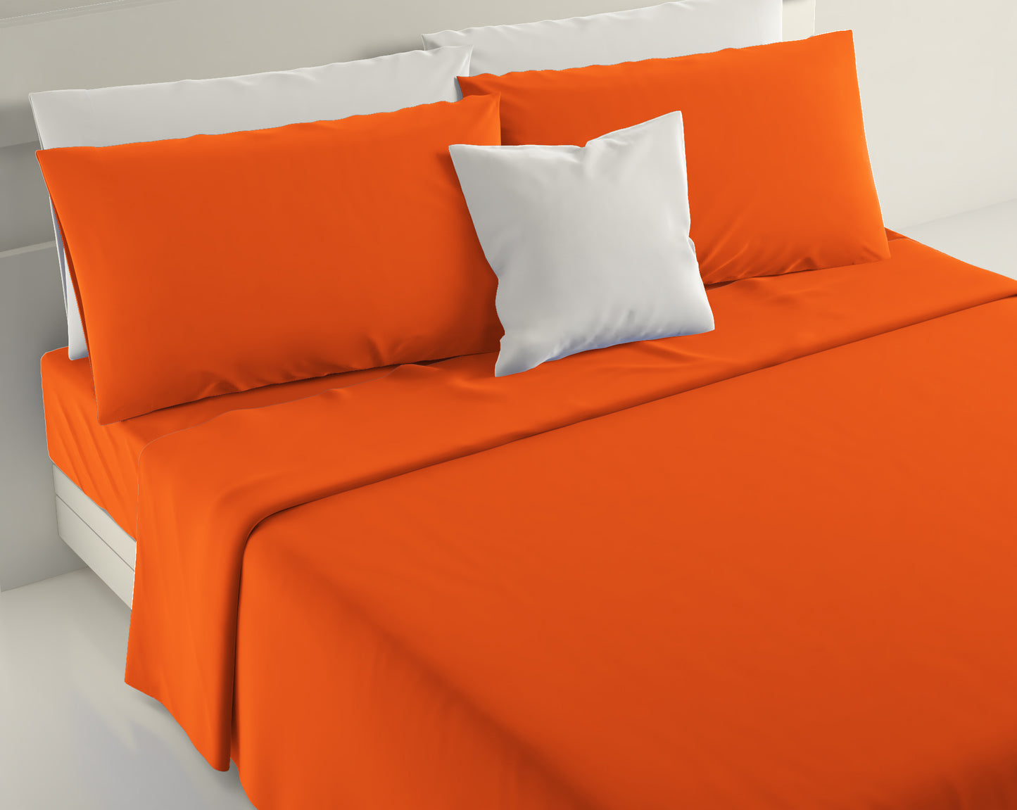 Completo letto singolo  tinta unita in puro cotone  lenzuolo sopra 150x290 cm lenzuolo sotto con angoli maxi 90x200 federa 50x80