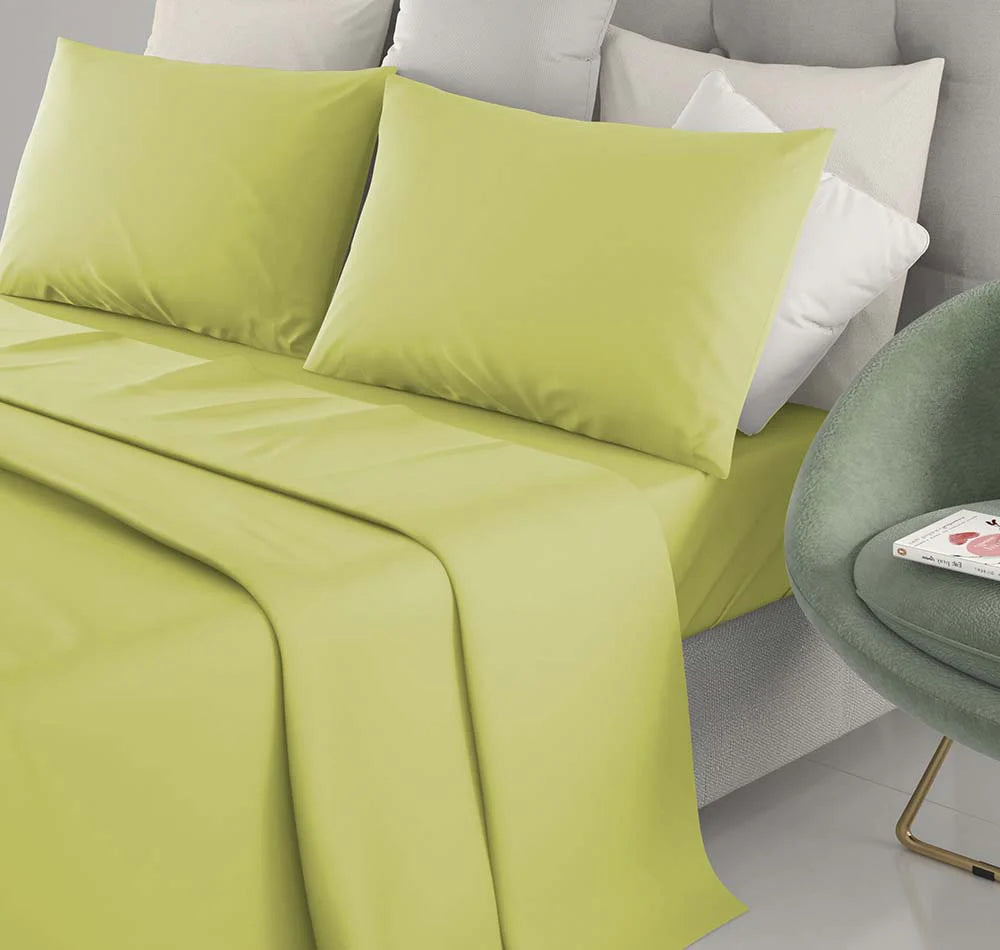 Completo letto singolo  tinta unita in puro cotone  lenzuolo sopra 150x290 cm lenzuolo sotto con angoli maxi 90x200 federa 50x80