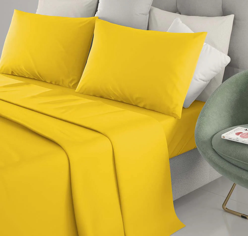 Completo letto singolo  tinta unita in puro cotone  lenzuolo sopra 150x290 cm lenzuolo sotto con angoli maxi 90x200 federa 50x80
