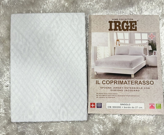 Coprimaterasso singolo spugna jersey  Con angoli maxi con elastici  90x200cm + bordo 27 cm