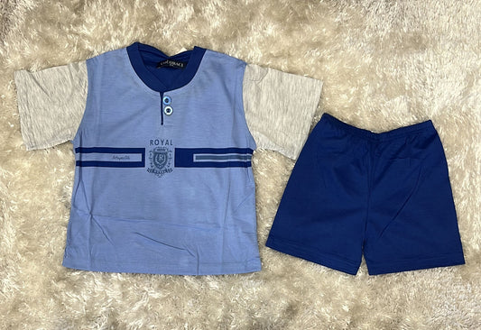 Pigiama bimbo in cotone  Mezza manica e pantaloncino  Fantasia Royal