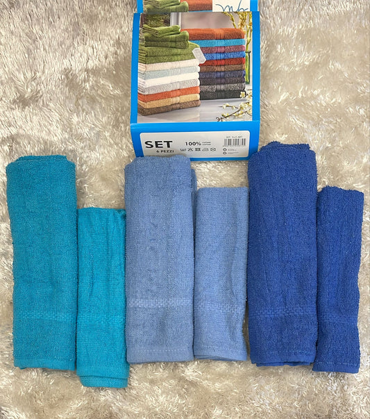 Set valigetta 3+3 composto  Da 3 asciugamani in spugna 100% viso 50x90 3 asciugamano ospiti 30x50