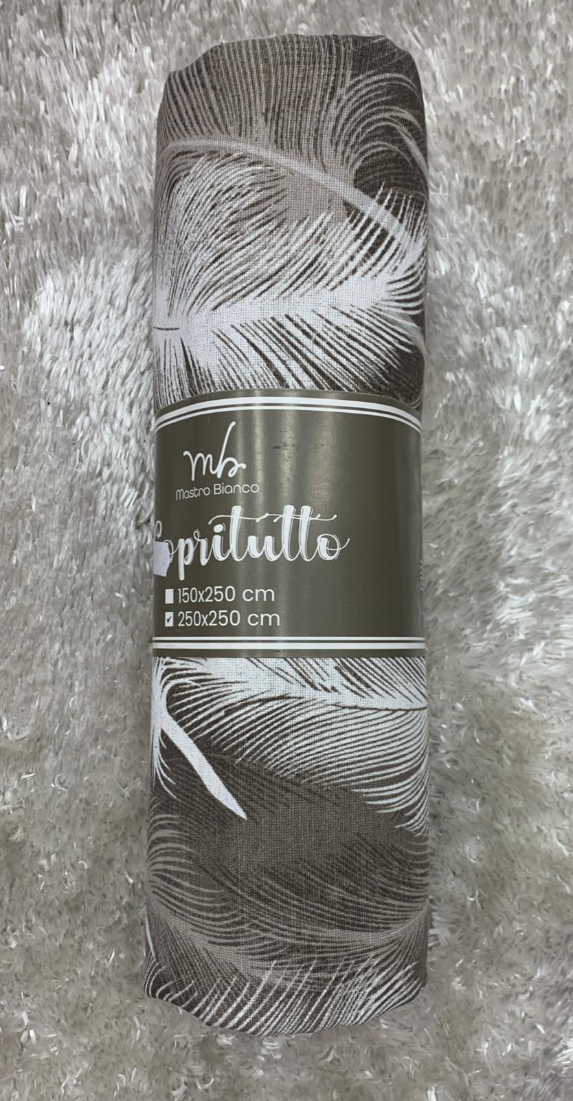 copritutto in cotone fantasia foglie misura 250x250cm