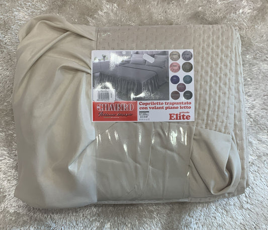 trapuntino  matrimoniale trapuntato con volant
