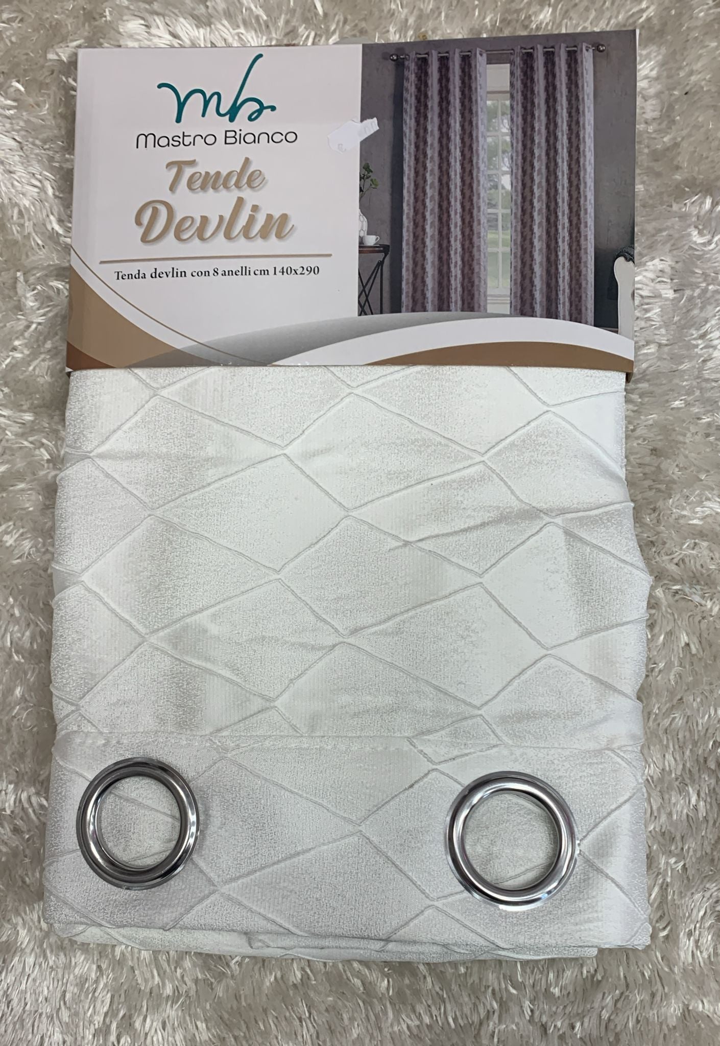 coppia di tende coprente devlin  con 8 anelli 140x290 cm