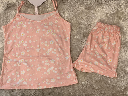 pigiama donna bretellina e pantaloncini fantasia margherite