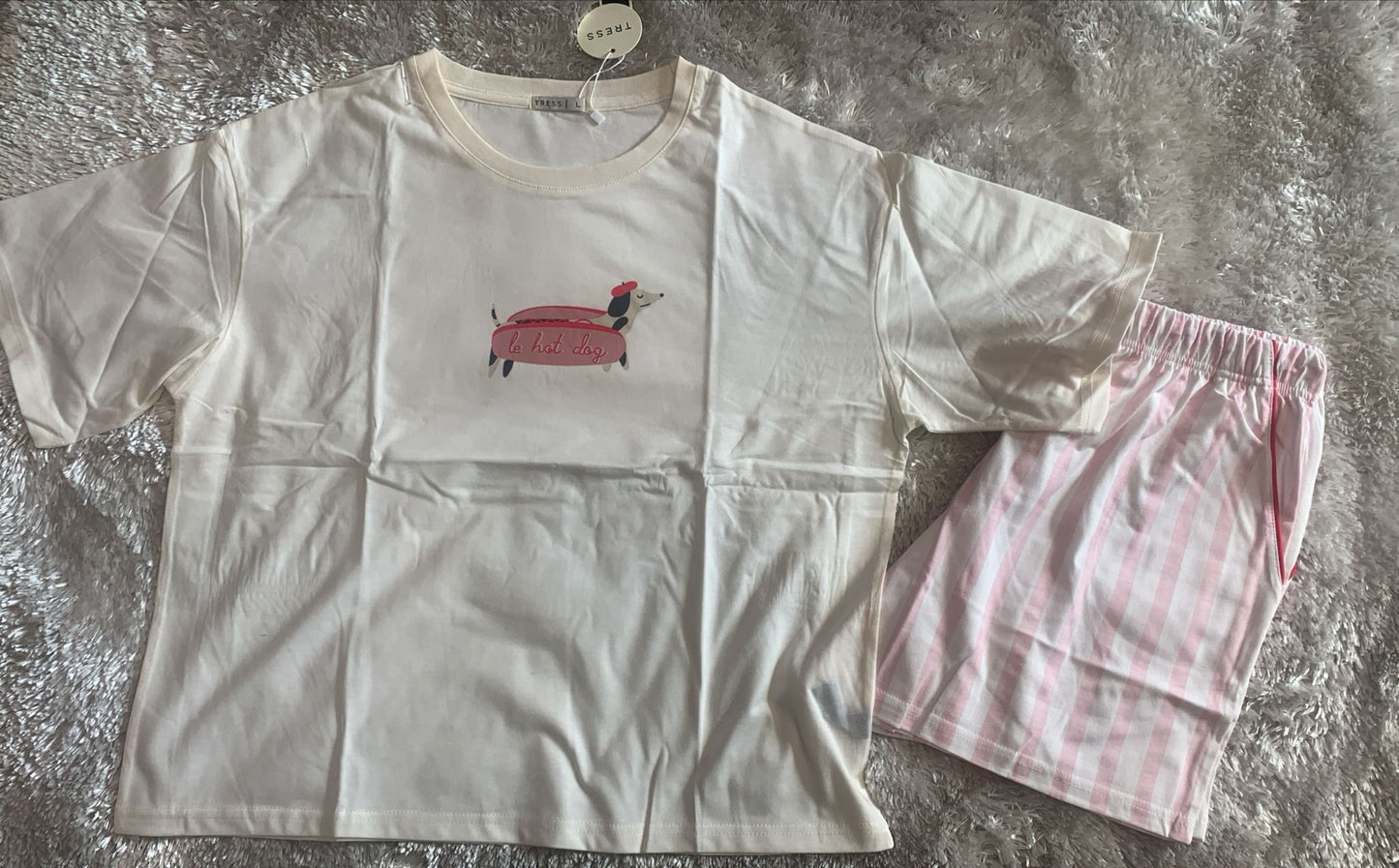 pigiama donna mezza manica e pantaloncini elastico  fantasia bassotto