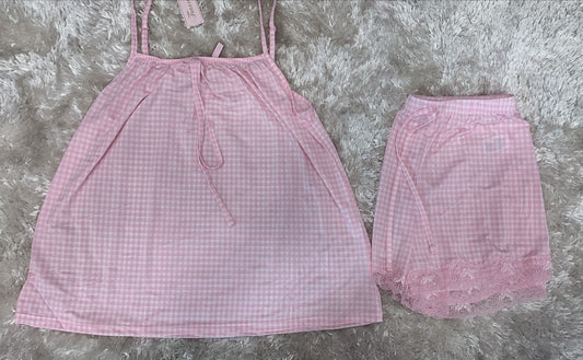 pigiama donna bretellina e pantaloncini  fantasia quadretti
