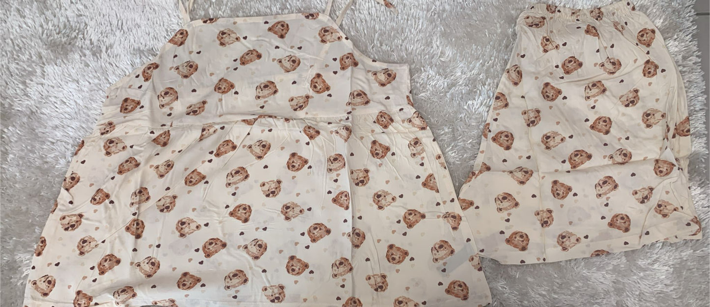 pigiama donna in cotone con spalline regolabili e pantaloncini