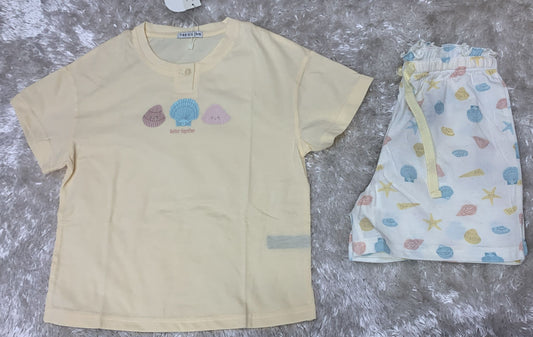 pigiama bimba in cotone mezza manica e pantaloncini con laccetto