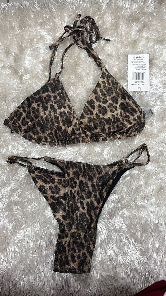 Costume a triangolino regolabile  E brasiliano regolabile  Fantasia  Leopardato ( l'articolo non può essere cambiato )