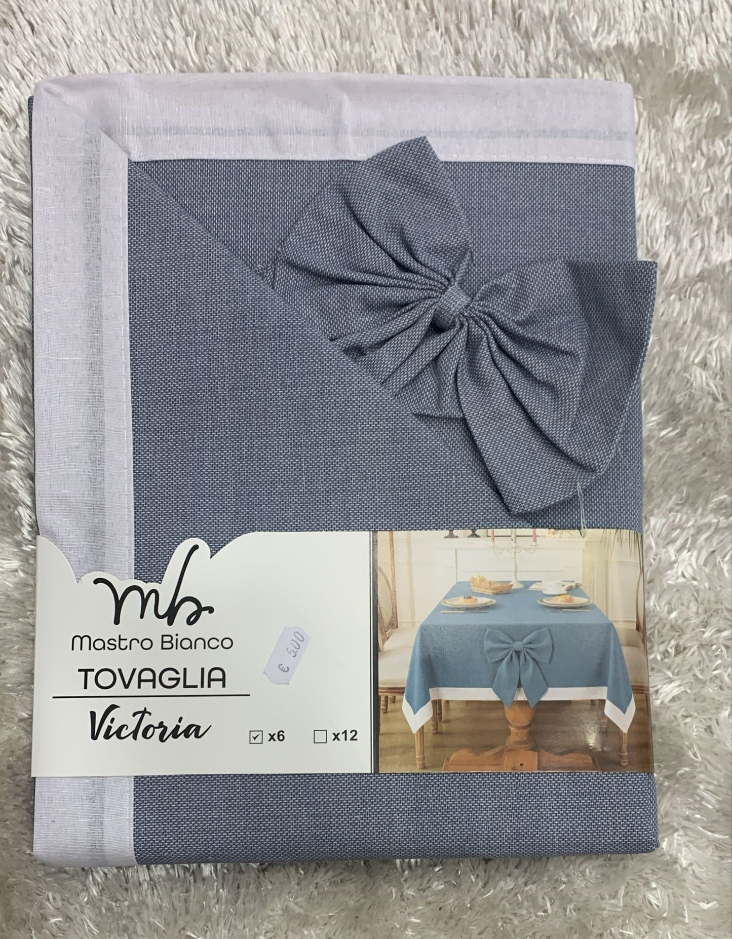 tovaglia in cotone tinta unita con fiocco removibile x 6 posti