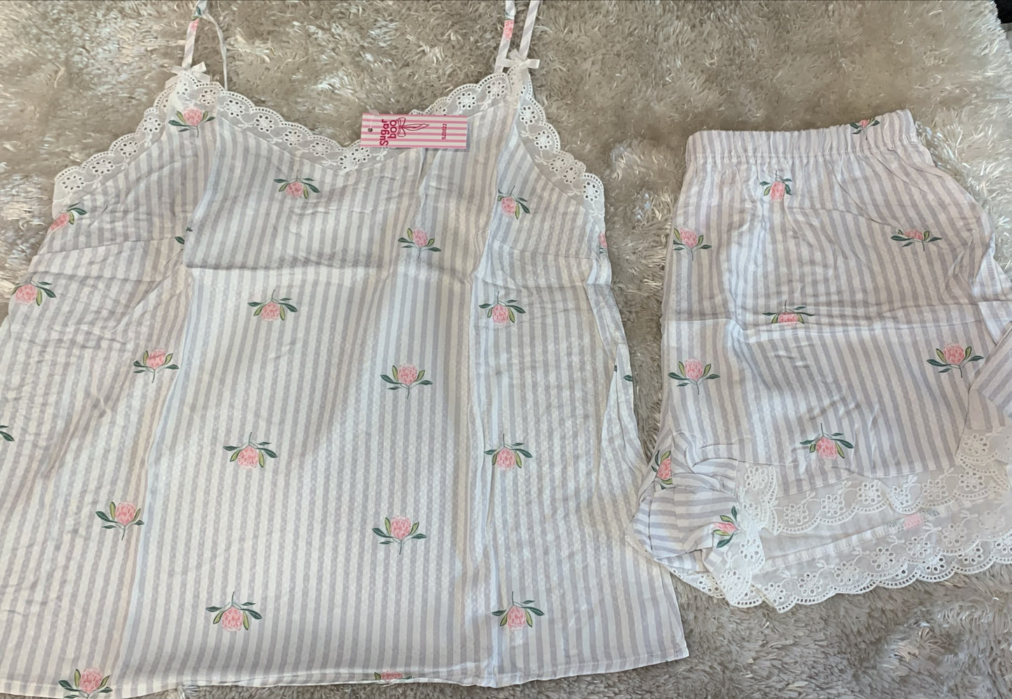 pigiama donna bretellina e pantaloncini in cotone