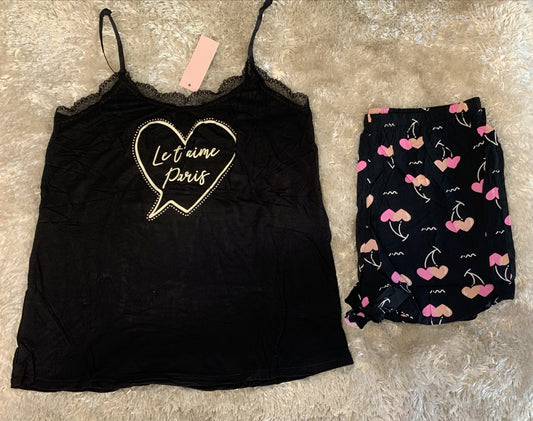 pigiama donna bretellina e pantaloncini in cotone elasticizzato