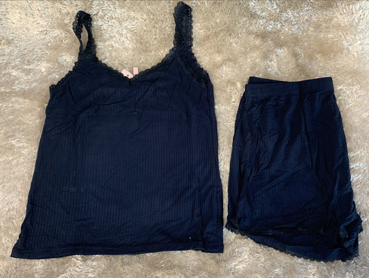 pigiama donna in cotone elasticizzato con bretellina e pantaloncini  fantasia tinta unita