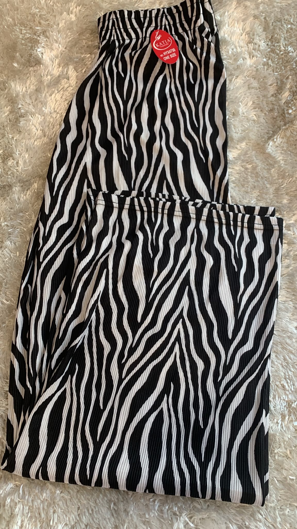 pantalone in raso donna taglia unica  fantasia zebrata ( l'articolo non può essere cambiato )