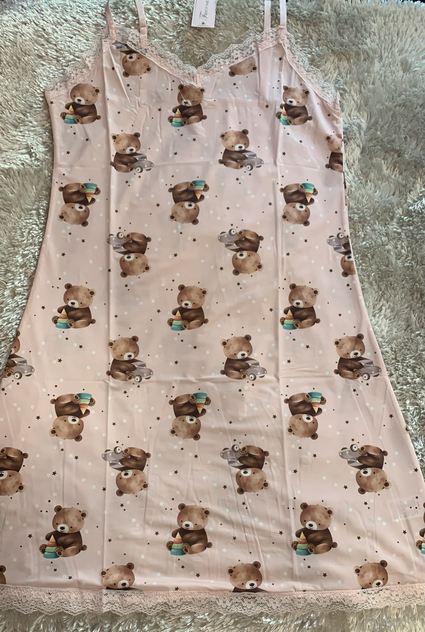 camicia in licra donna con bretelline regolabili  fantasia  orsetto