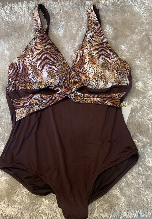 costume donna pezzo intero curvy con abbottonatura dietro e bretelline regolabili  fantasia animalier ( l articolo non può essere cambiato