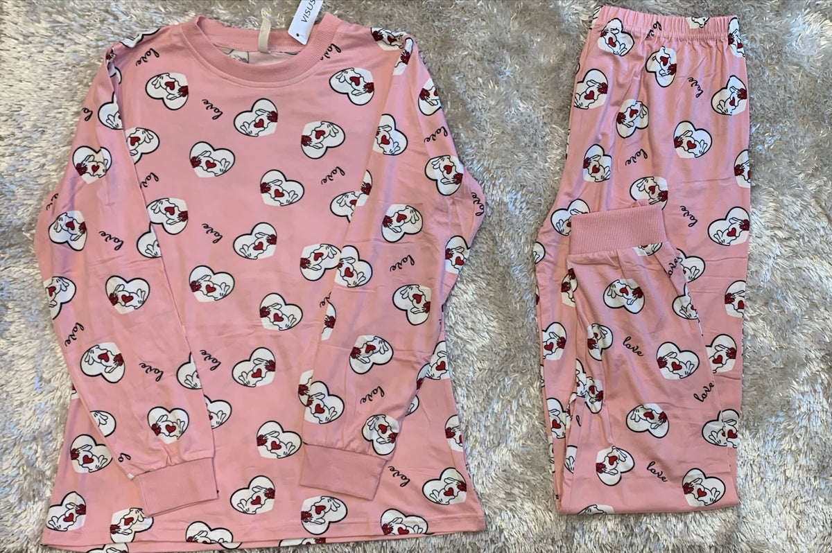 pigiama donna girocollo in cotone elasticizzato super comodo x la sua vestibilità  fantasia love
