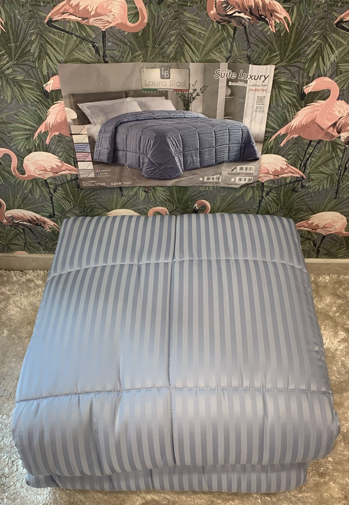 trapunta matrimoniale in morbida microfibra double face  260x270cm  super calda per affrontare questo inverno  fantasia righe