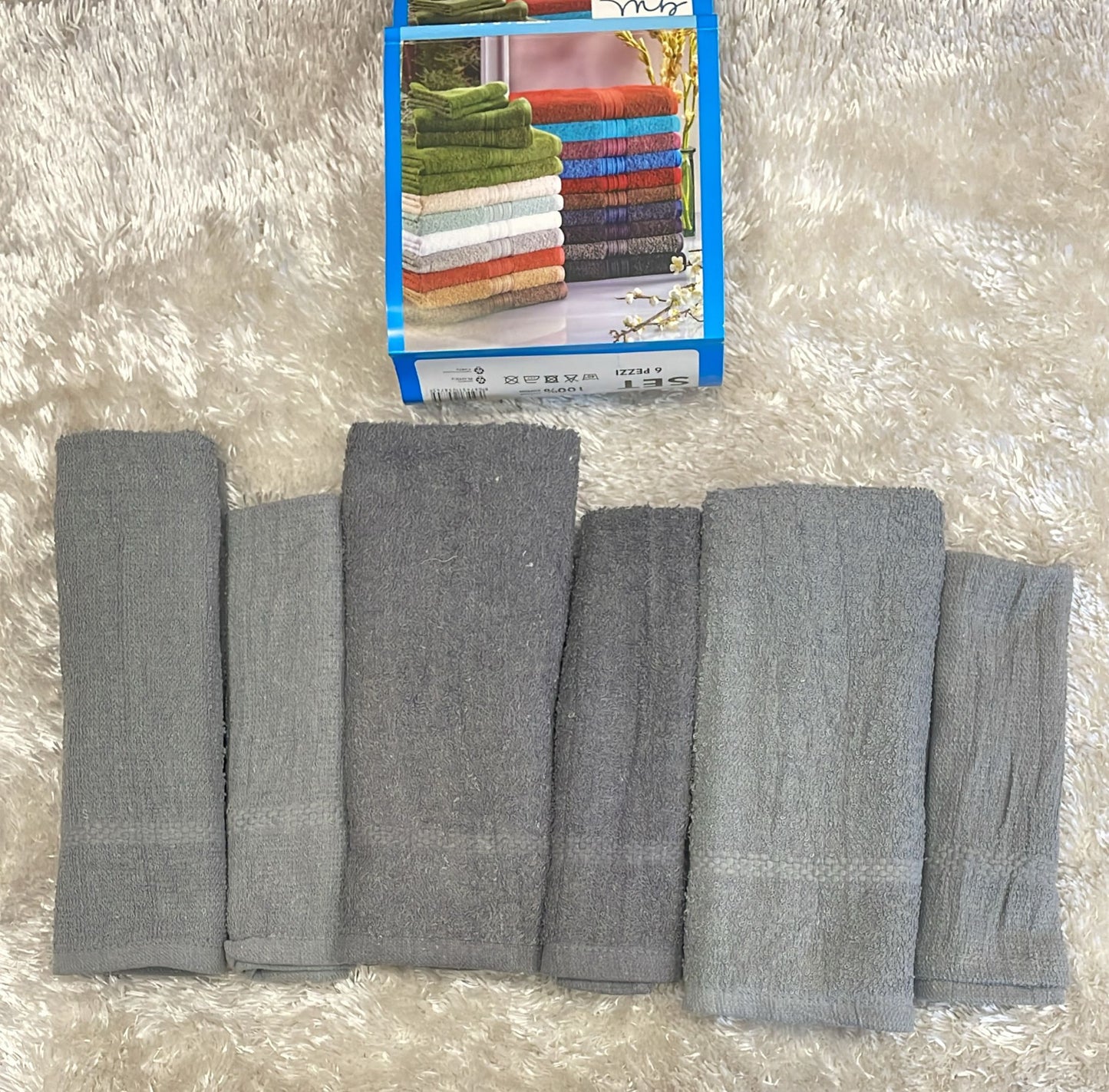 Set valigetta 3+3 composto  Da 3 asciugamani in spugna 100% viso 50x90 3 asciugamano ospiti 30x50
