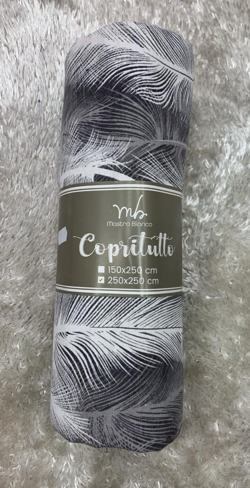 copritutto in cotone fantasia foglie misura 250x250cm