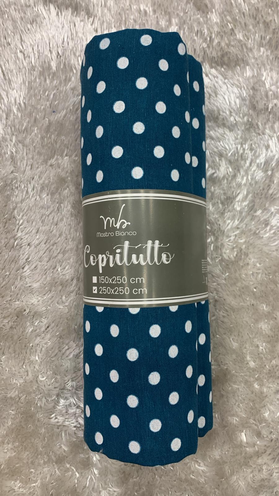 copritutto in cotone fantasia pois misura 250x250cm