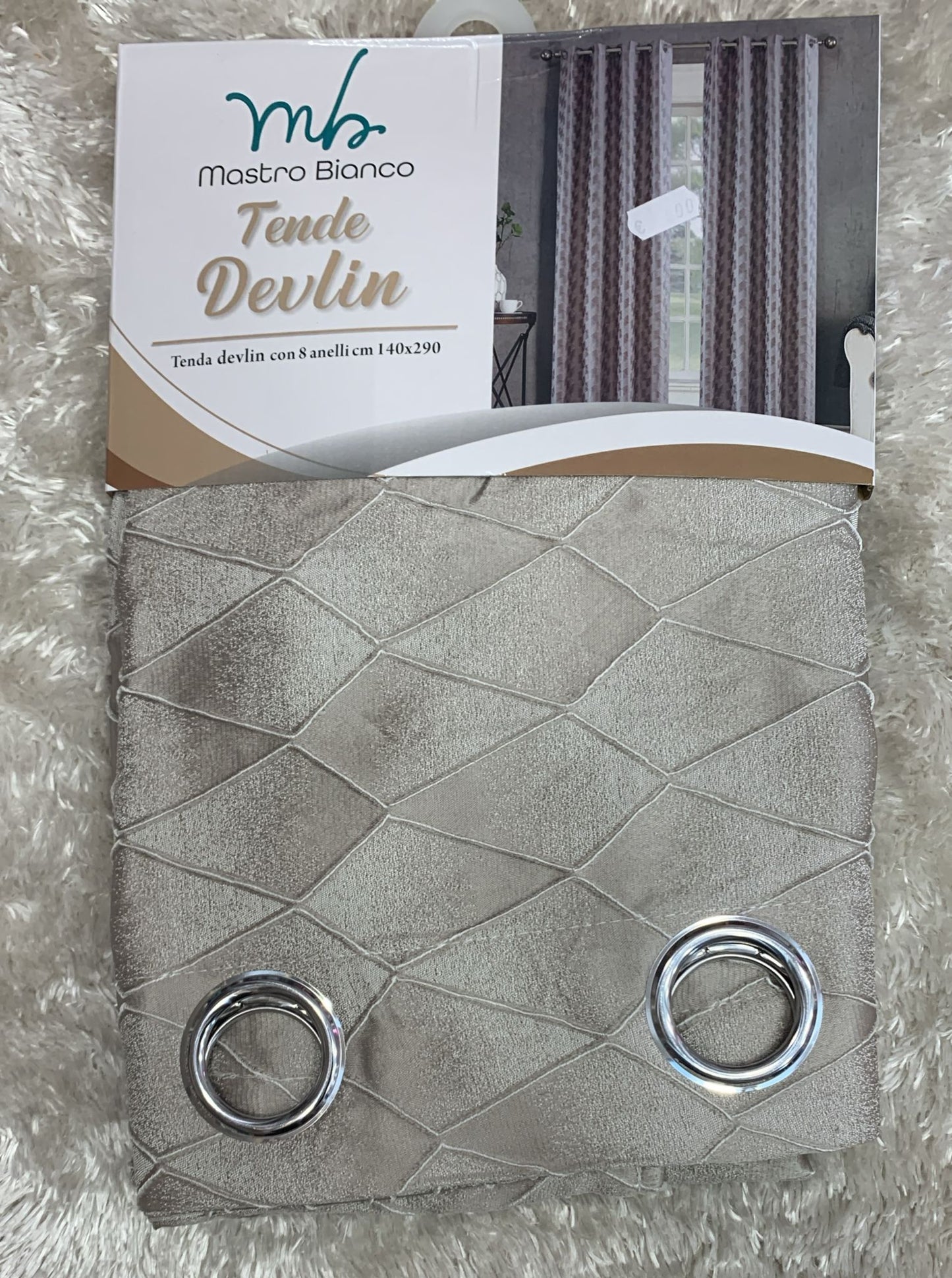 coppia di tende coprente devlin  con 8 anelli 140x290 cm