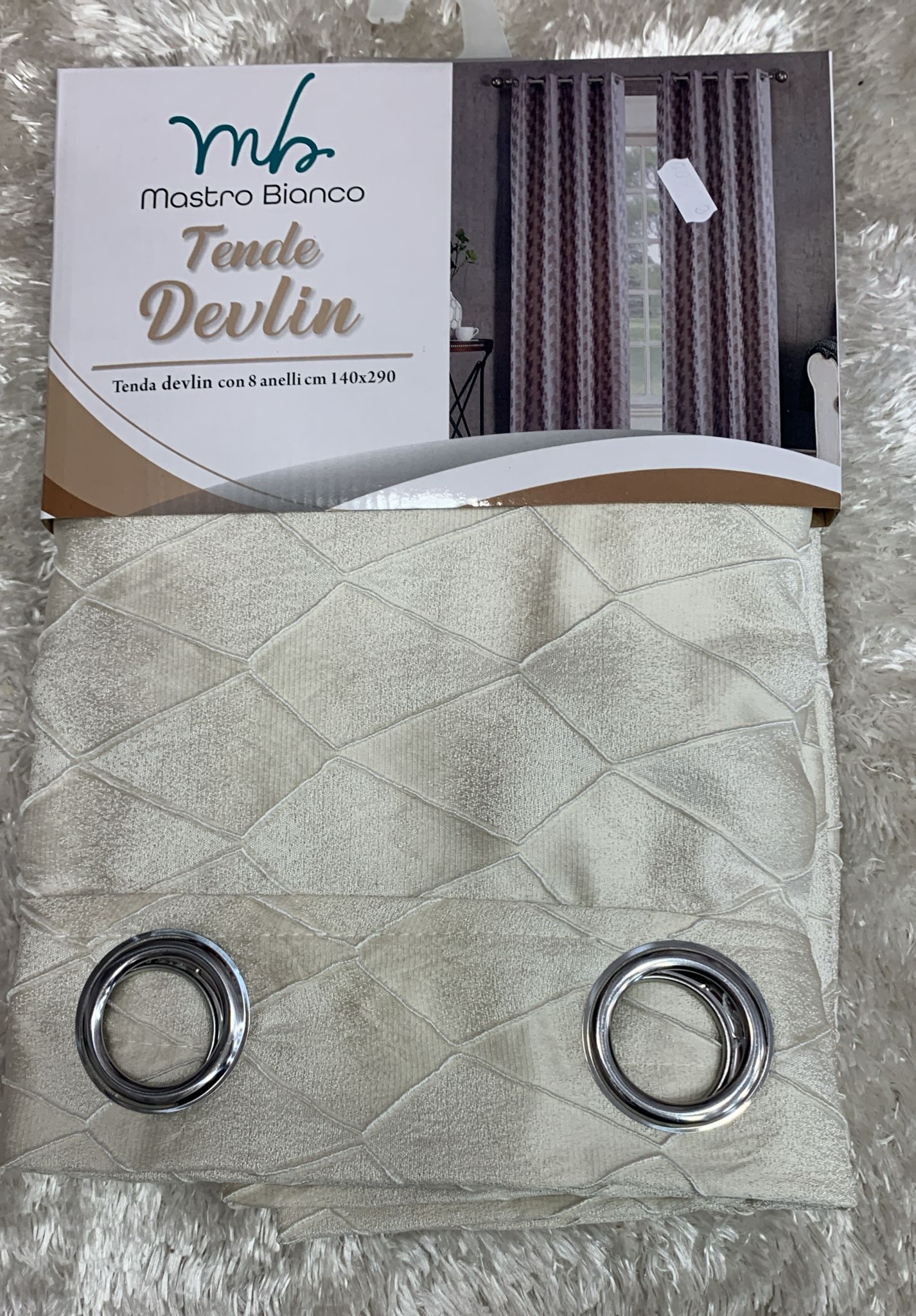 coppia di tende coprente devlin  con 8 anelli 140x290 cm