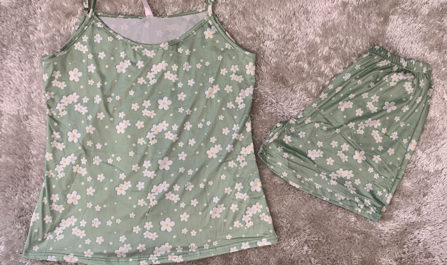 pigiama donna bretellina e pantaloncini fantasia margherite