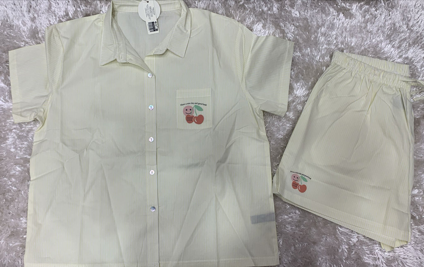 pigiama donna modello camicia aperto avanti con taschino lato cuore in cotone e pantaloncini