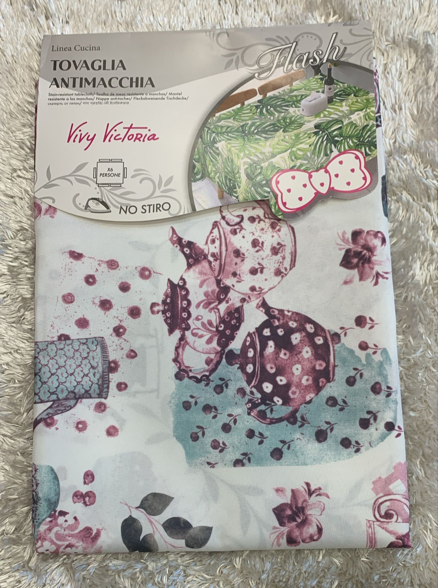 tovaglia antimacchia no stiro x6 posti  cm disponibile nelle seguenti fantasia