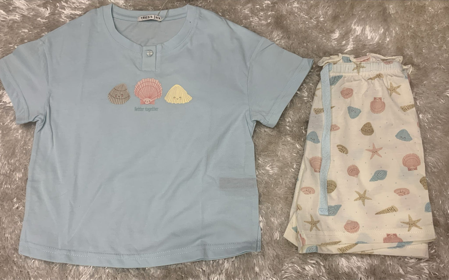 pigiama bimba in cotone mezza manica e pantaloncini con laccetto